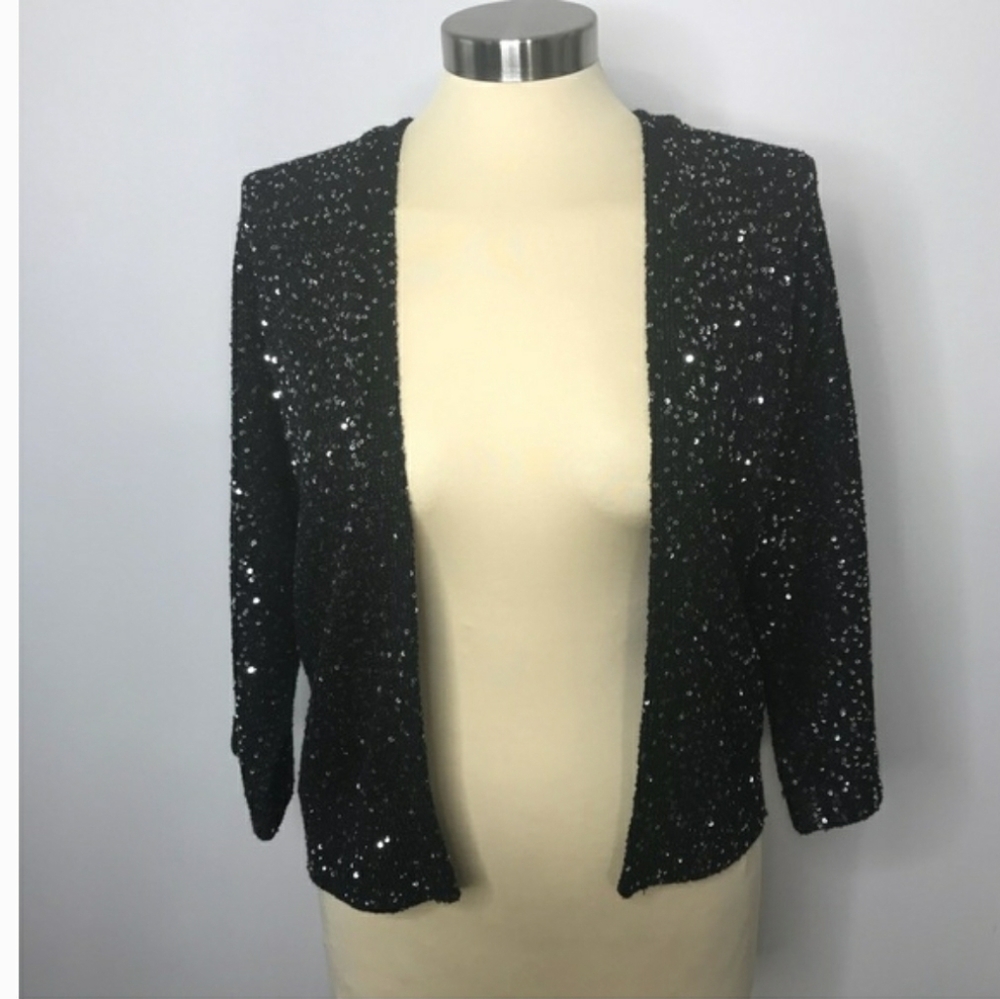 EXPRESS LARGE Black Sequin Cardigan